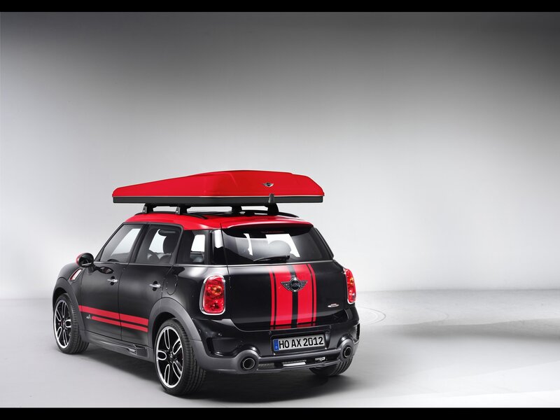 Black and Red Mini Cooper — Neutral, Photograph, Car, Roof Box