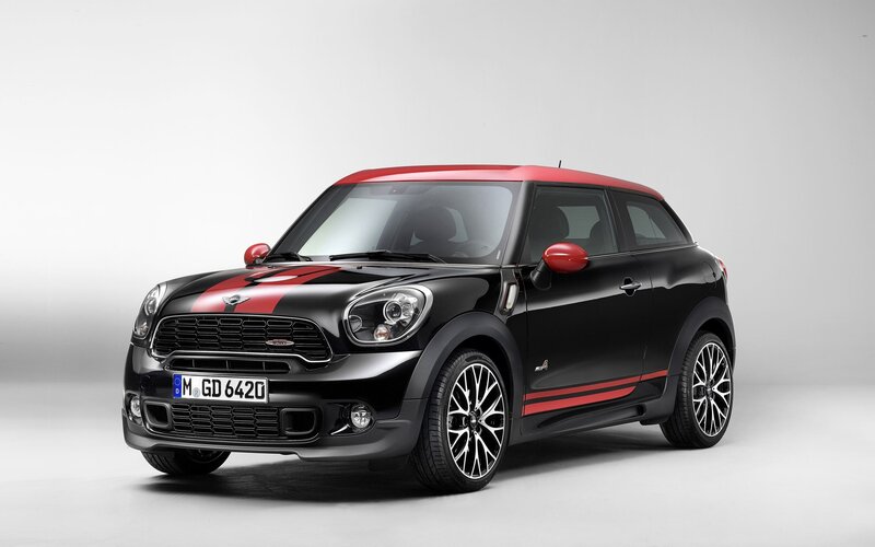 Black and Red Mini Cooper — Neutral, Photograph, Car, Roof, Wheels