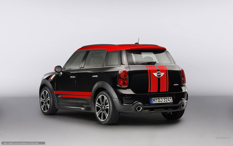 Black and Red Mini Cooper — Neutral, Photograph, Car, Stripes