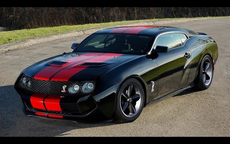 Black and Red Muscle Car — Dramatic, Afternoon, Photograph