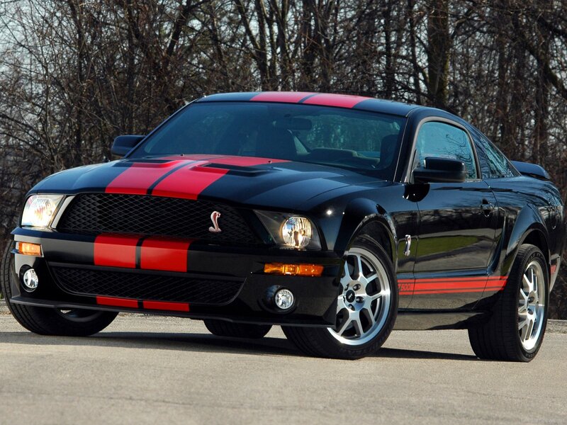 Black and Red Muscle Car — Dramatic, Afternoon, Photograph, Trees