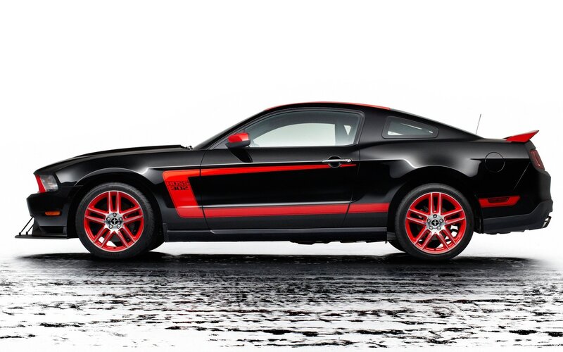 Black and Red Mustang — Dramatic, Photograph, Red Wheels