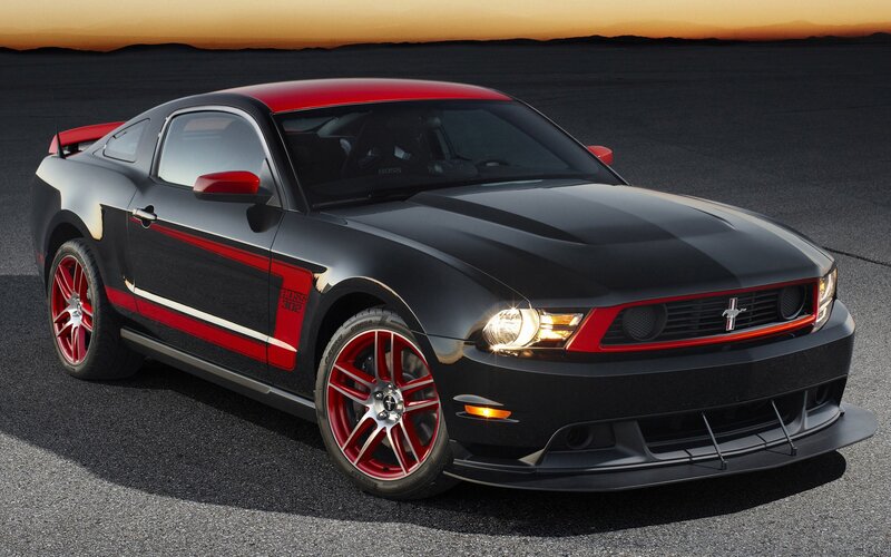 Black and Red Mustang — Dramatic, Sunset, Photograph