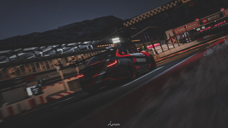 Black and Red Race Car — Dramatic, Night