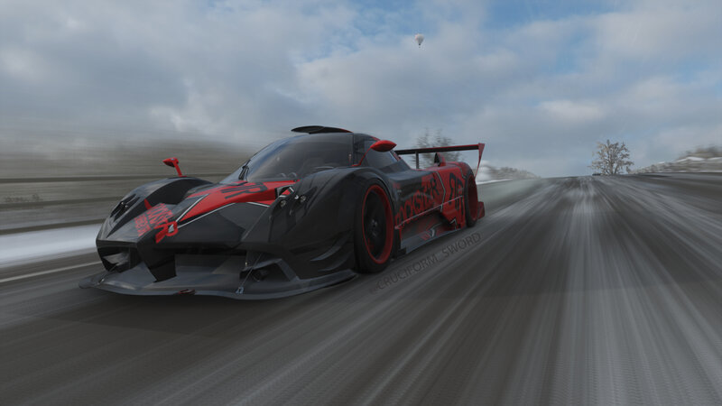Black and Red Race Car — Dynamic, Winter