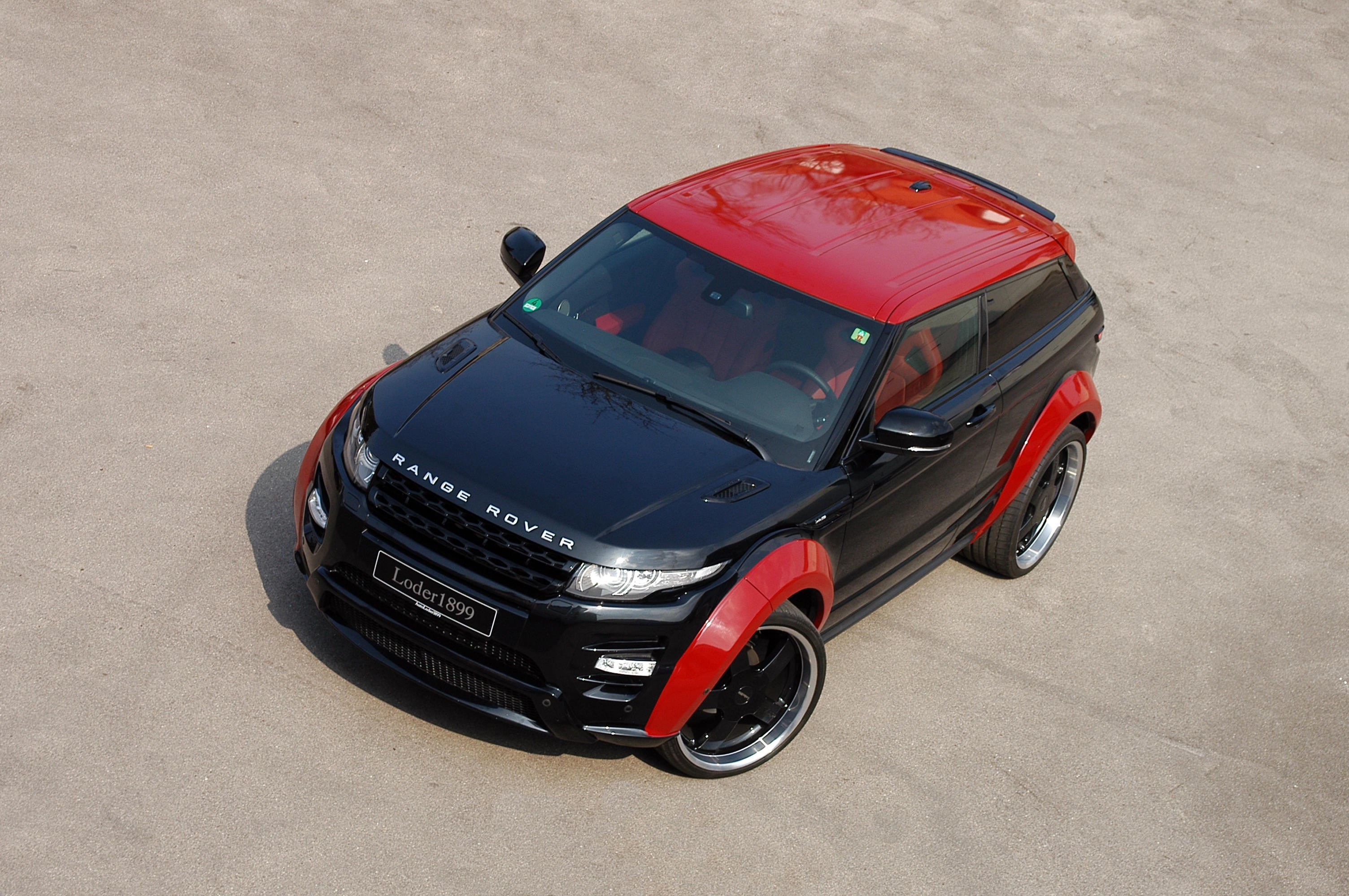 black and red range rover