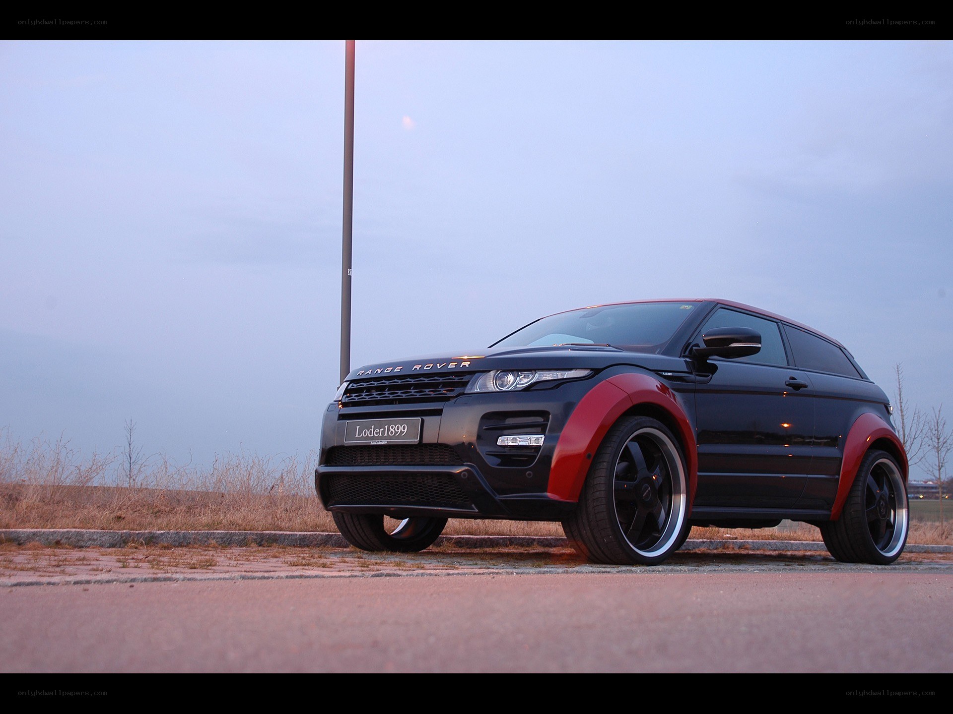 Black and red Range Rover Evoque