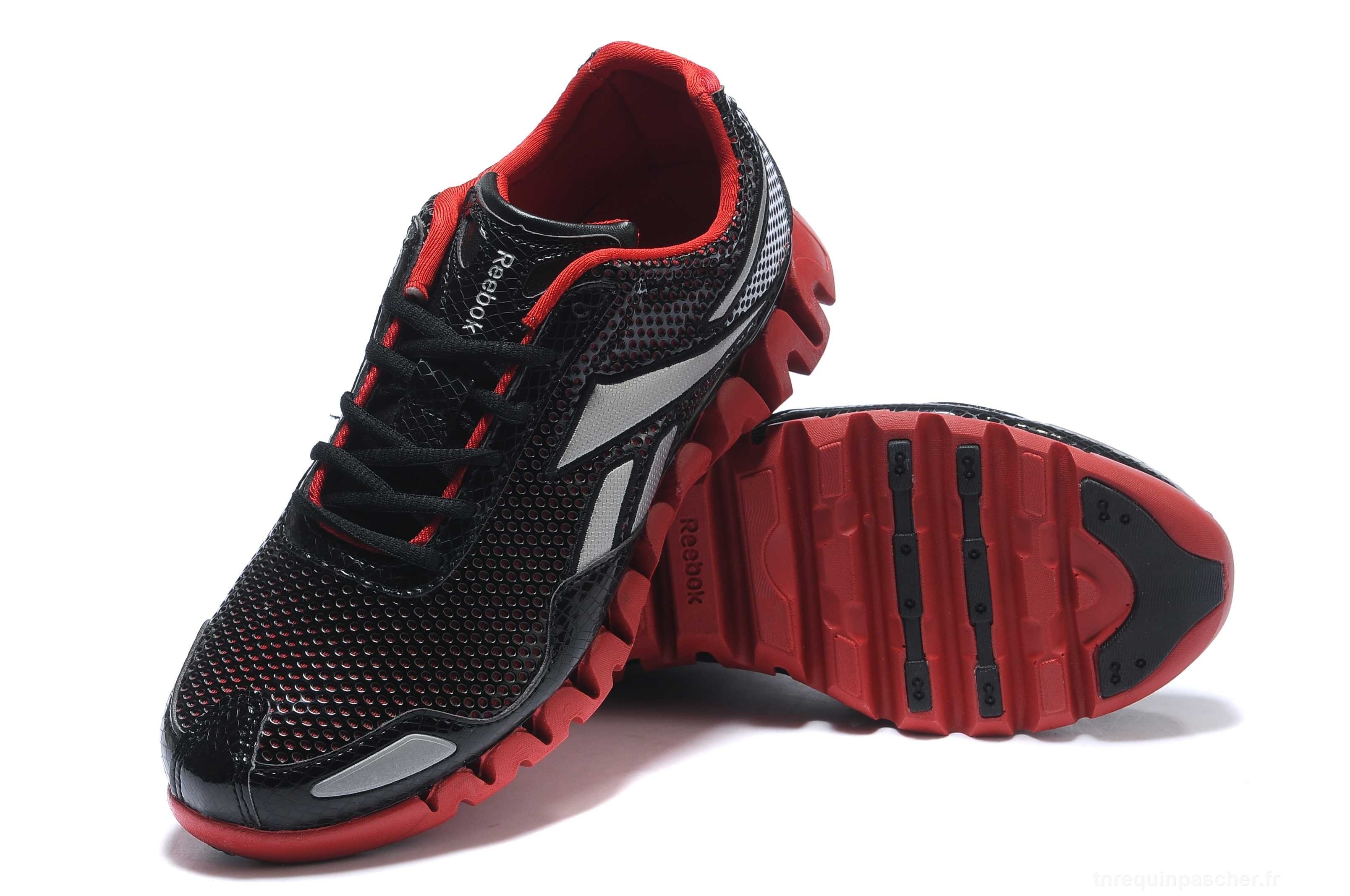 black and red reebok running shoe