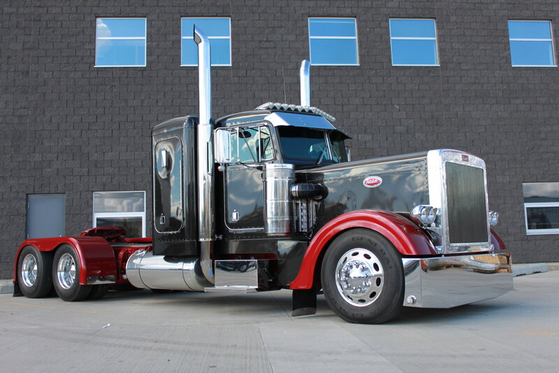 Black and Red Semi-truck — Dramatic