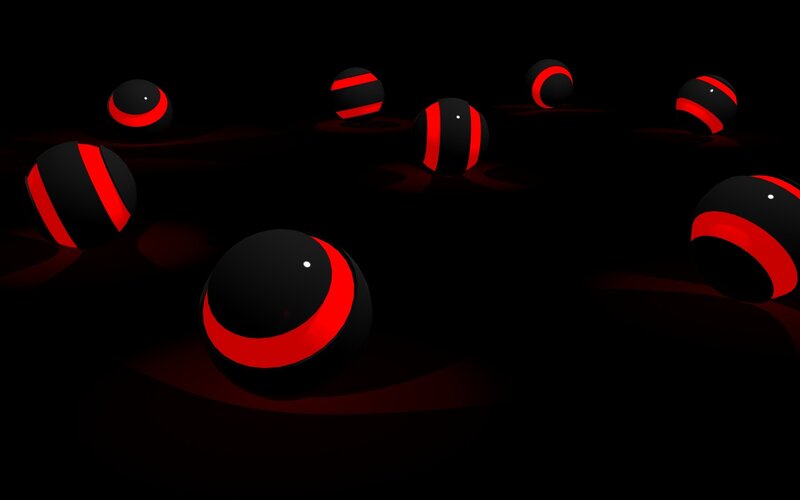 Black and Red Spheres — Dark, 3d Render