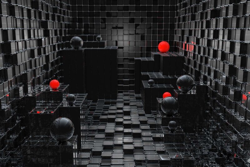 Black and Red Spheres — Dark
