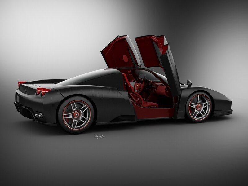 black and red sports car