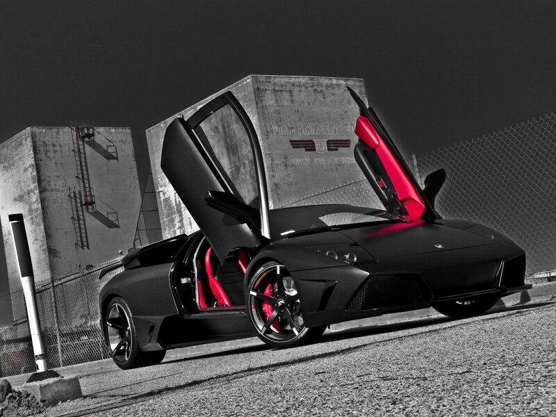 black and red sports car