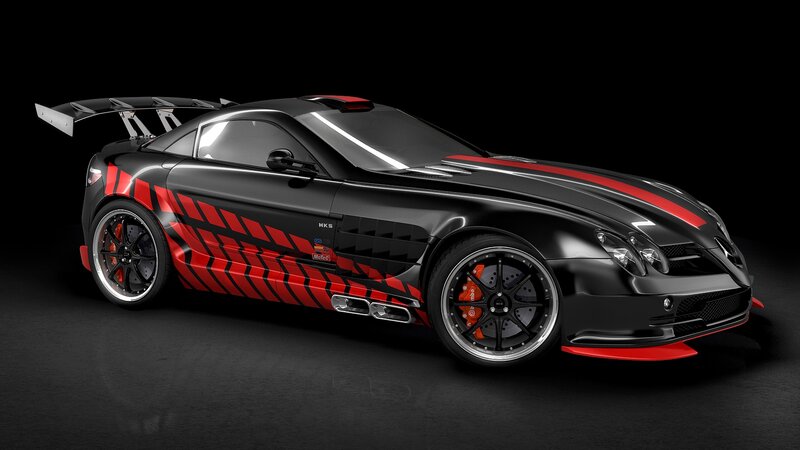 Black and Red Sports Car — Dramatic, 3d Render, Wings
