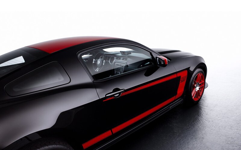 Black and Red Sports Car — Dramatic, Photograph, Red Wheels, Stripes