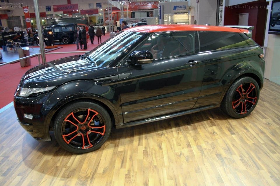 black and red SUV at auto show