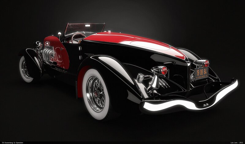 Black and Red Vintage Car — Dramatic, 3d Render