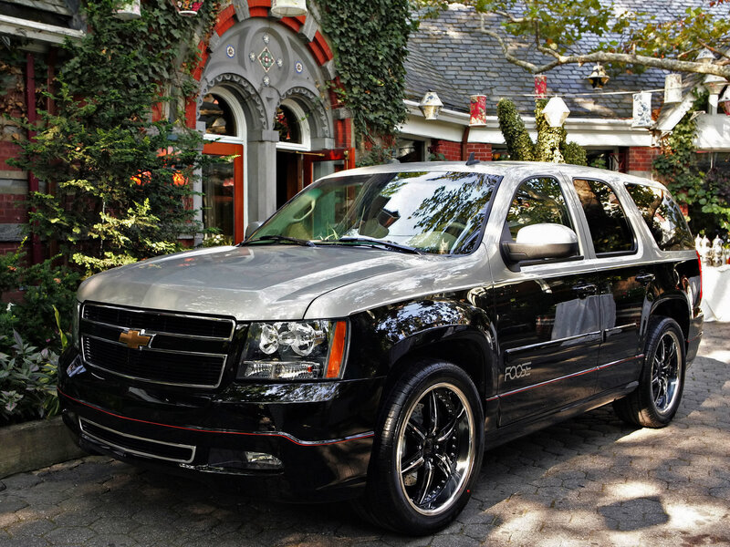 Black and silver Chevrolet Tahoe
