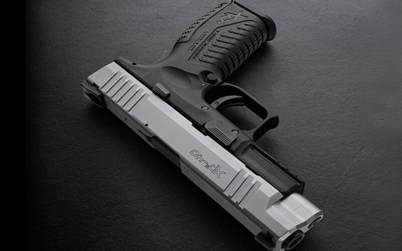 Black and Silver Handgun — Dramatic, Photograph, Gun, Text