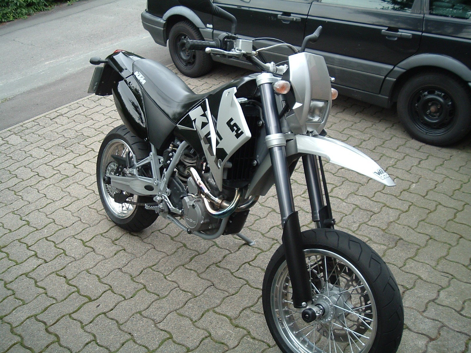 Black and silver KTM motorcycle