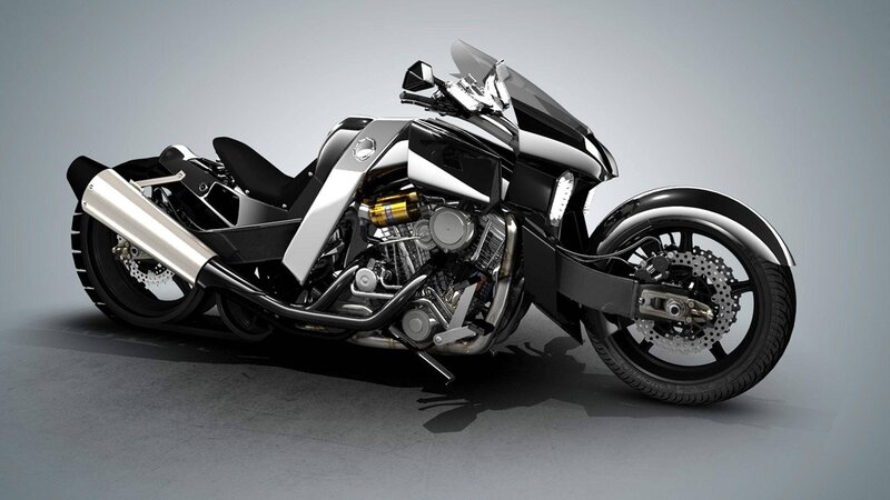 Black and Silver Motorcycle — Neutral, 3d Render