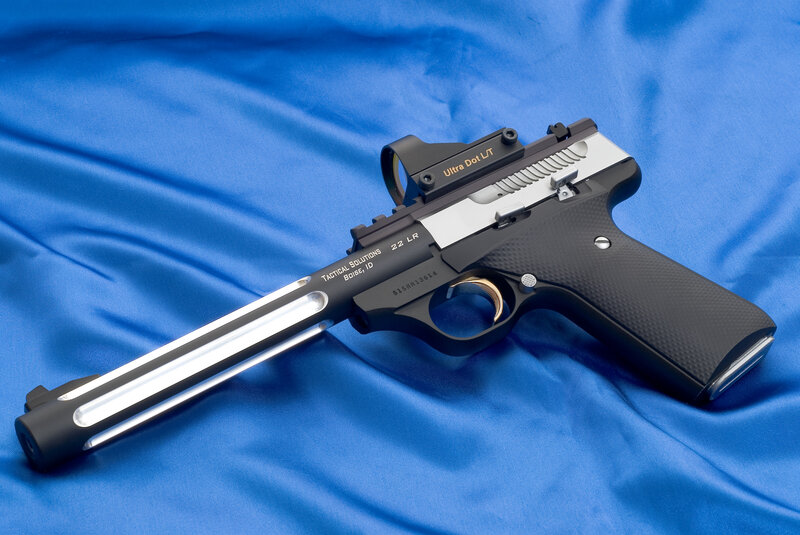 Black and Silver Pistol — Blue