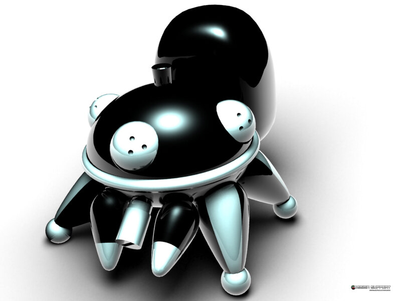 black and silver robot spider