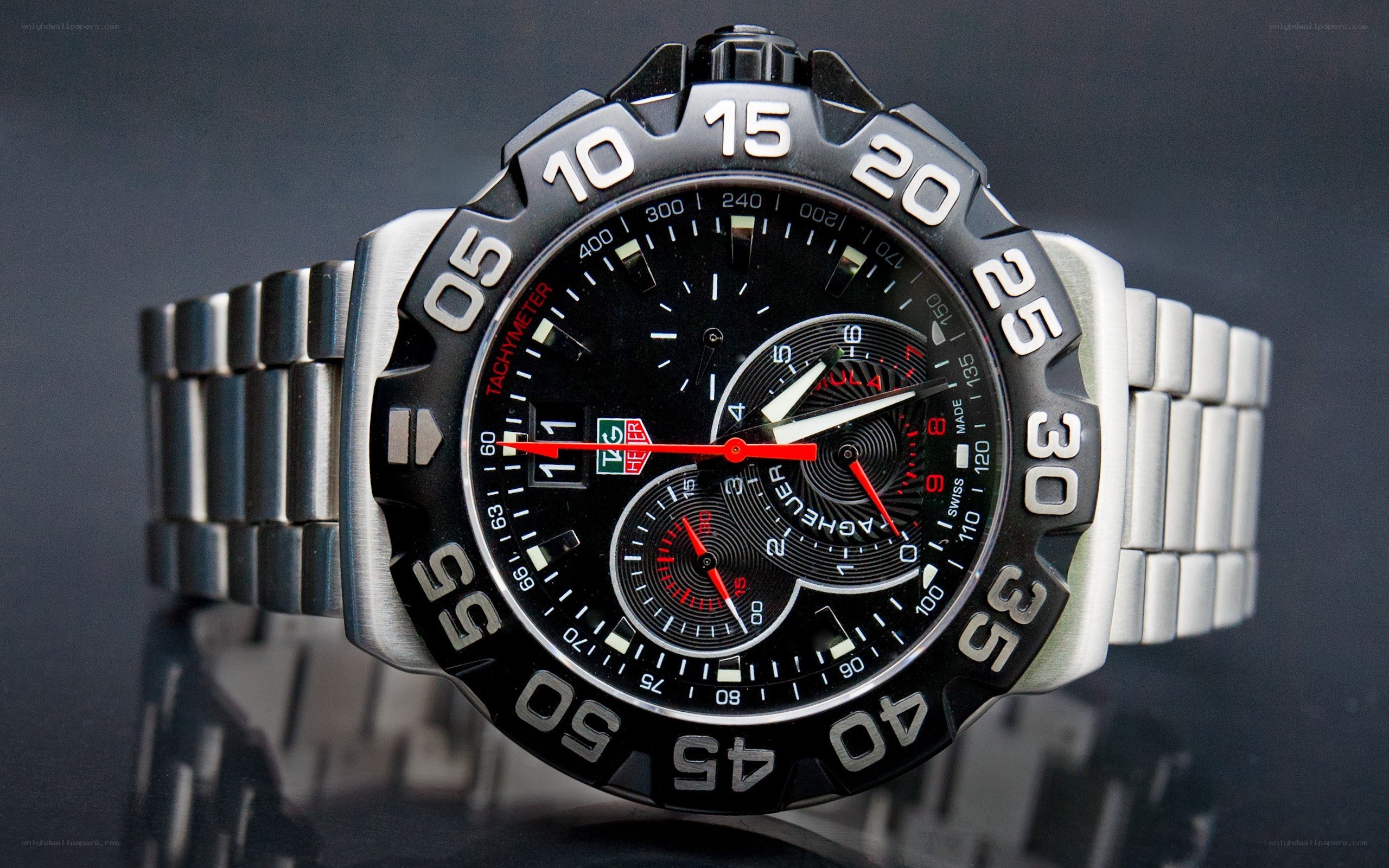 black and silver watch