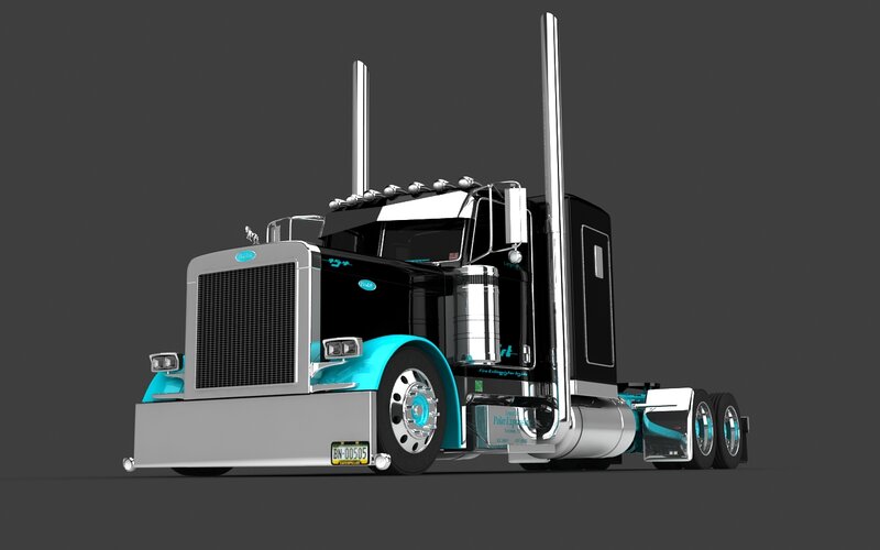 Black and Teal Semi-truck