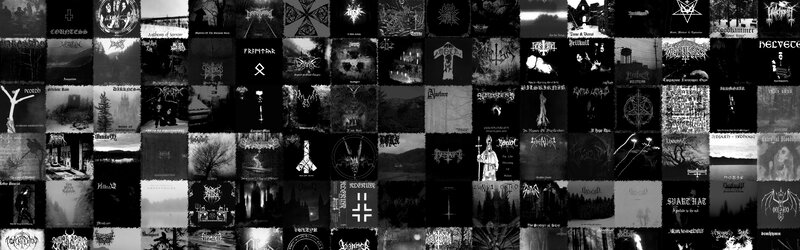 Black-and-white album cover collage