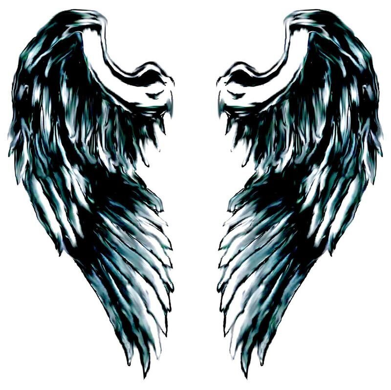 black and white angel wings