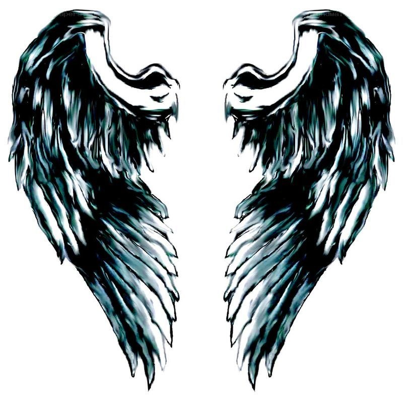 black and white angel wings