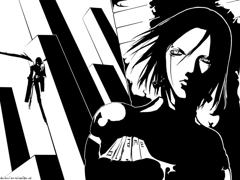 Black and white anime action scene
