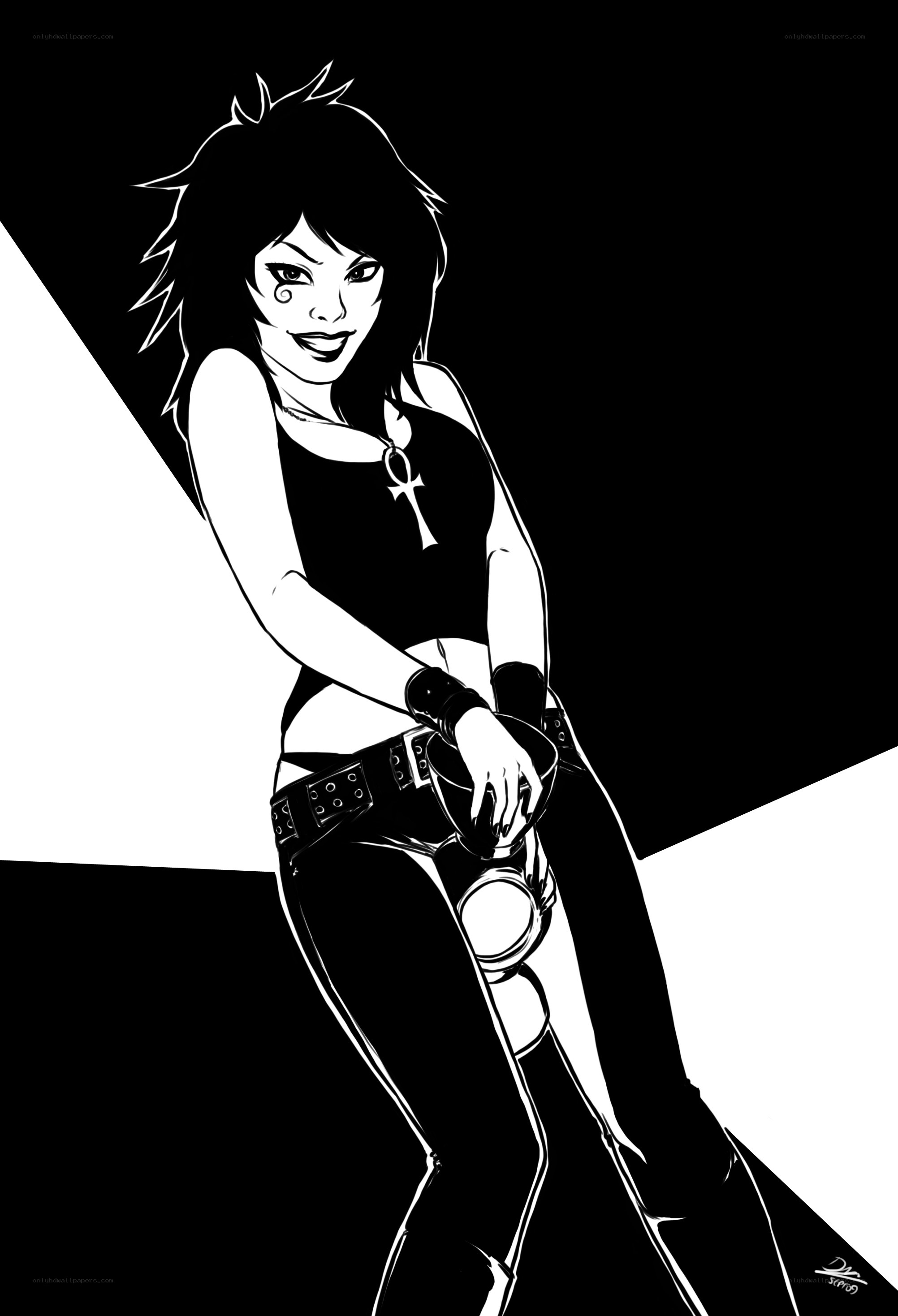 black and white anime character
