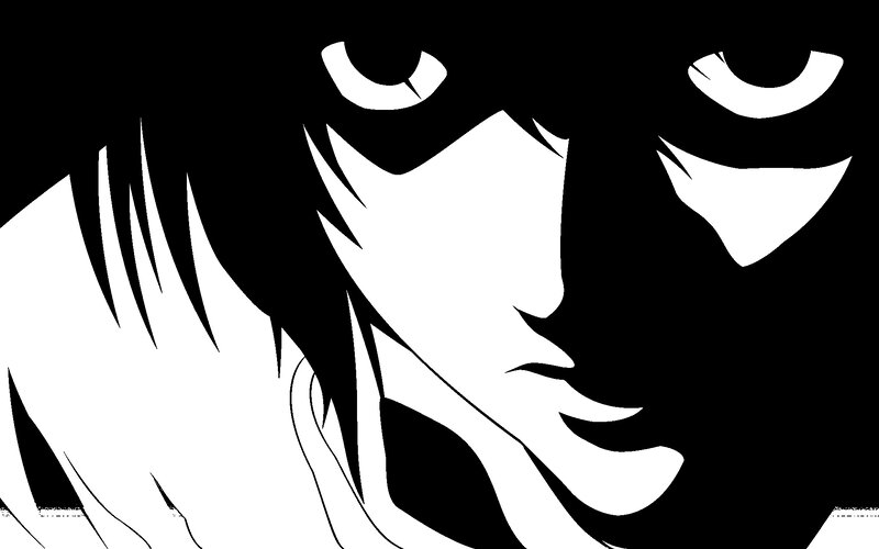 black and white anime character