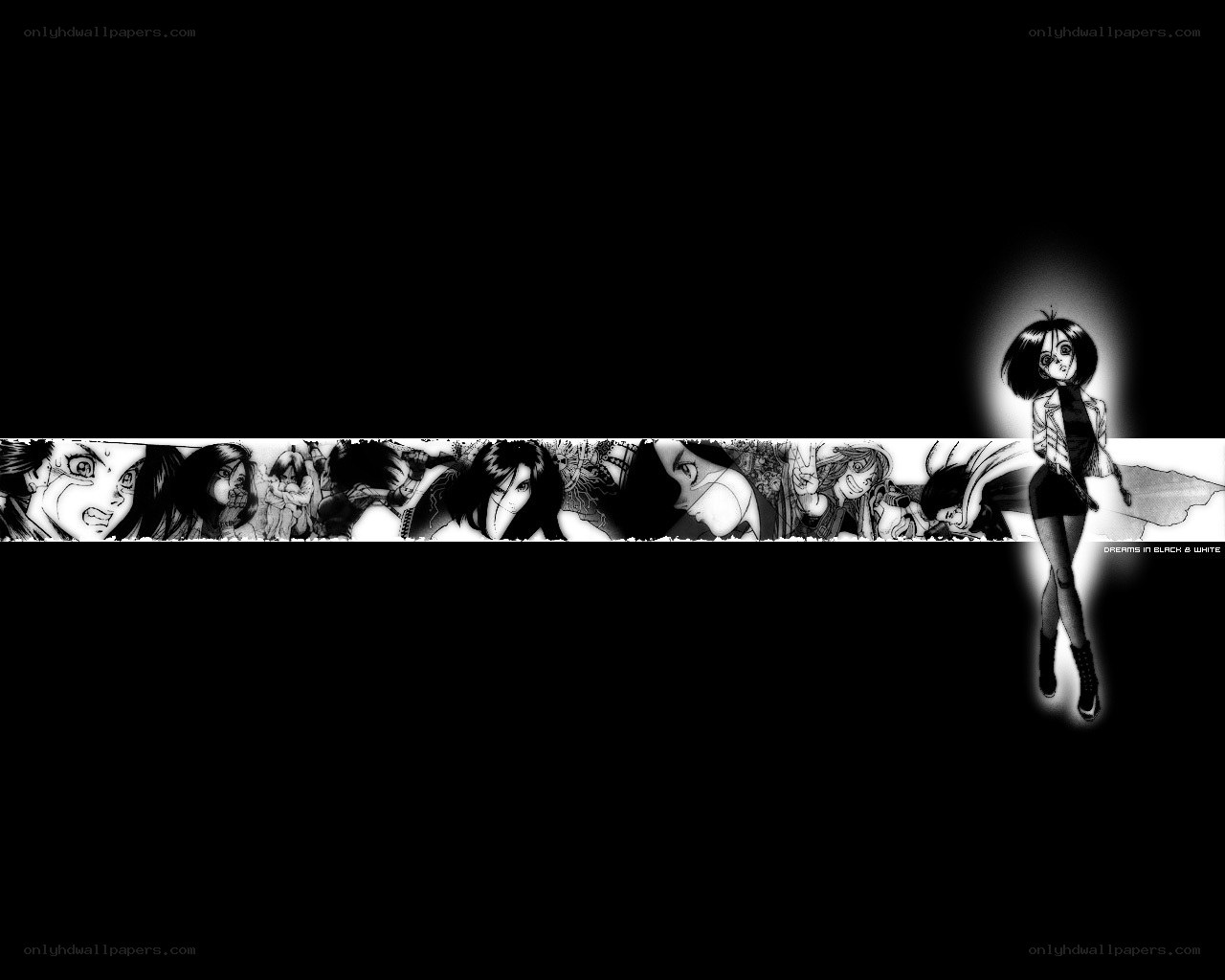 black and white anime collage