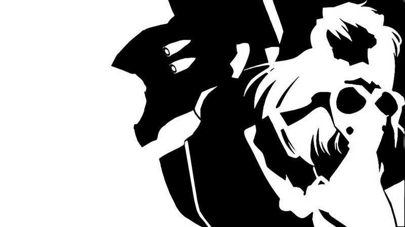 black and white anime silhouette