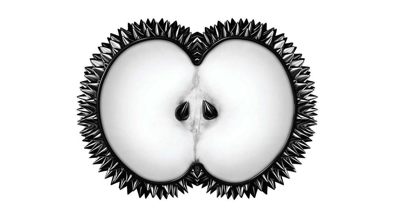 black and white apple cross-section