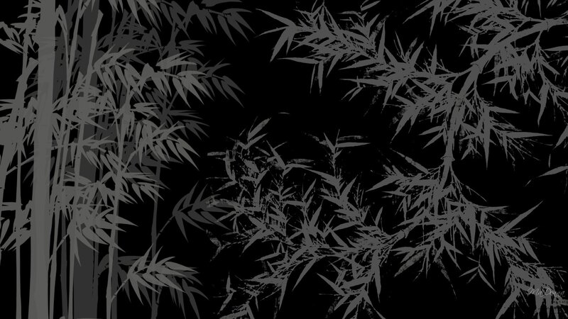 black and white bamboo illustration