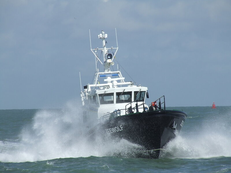 Black and White Boat — Blue