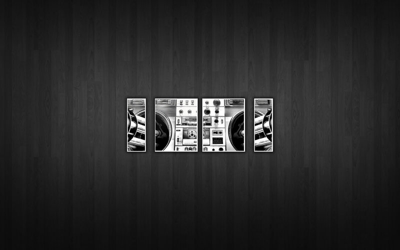black and white boombox art