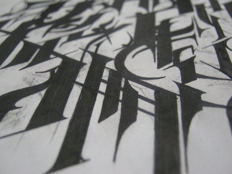 black and white calligraphy art