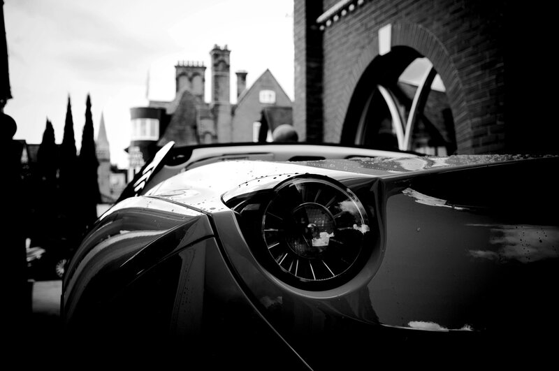 black and white car detail