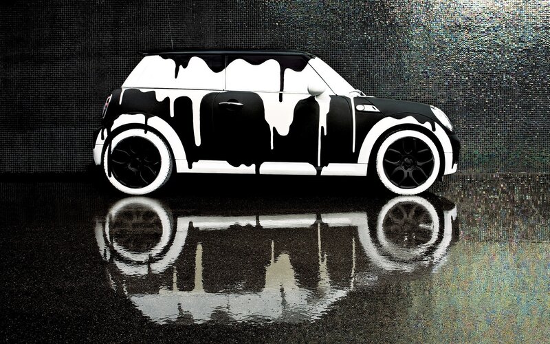 Black and White Car — Dramatic, Photograph, Reflection
