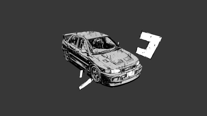 Black and White Car Illustration