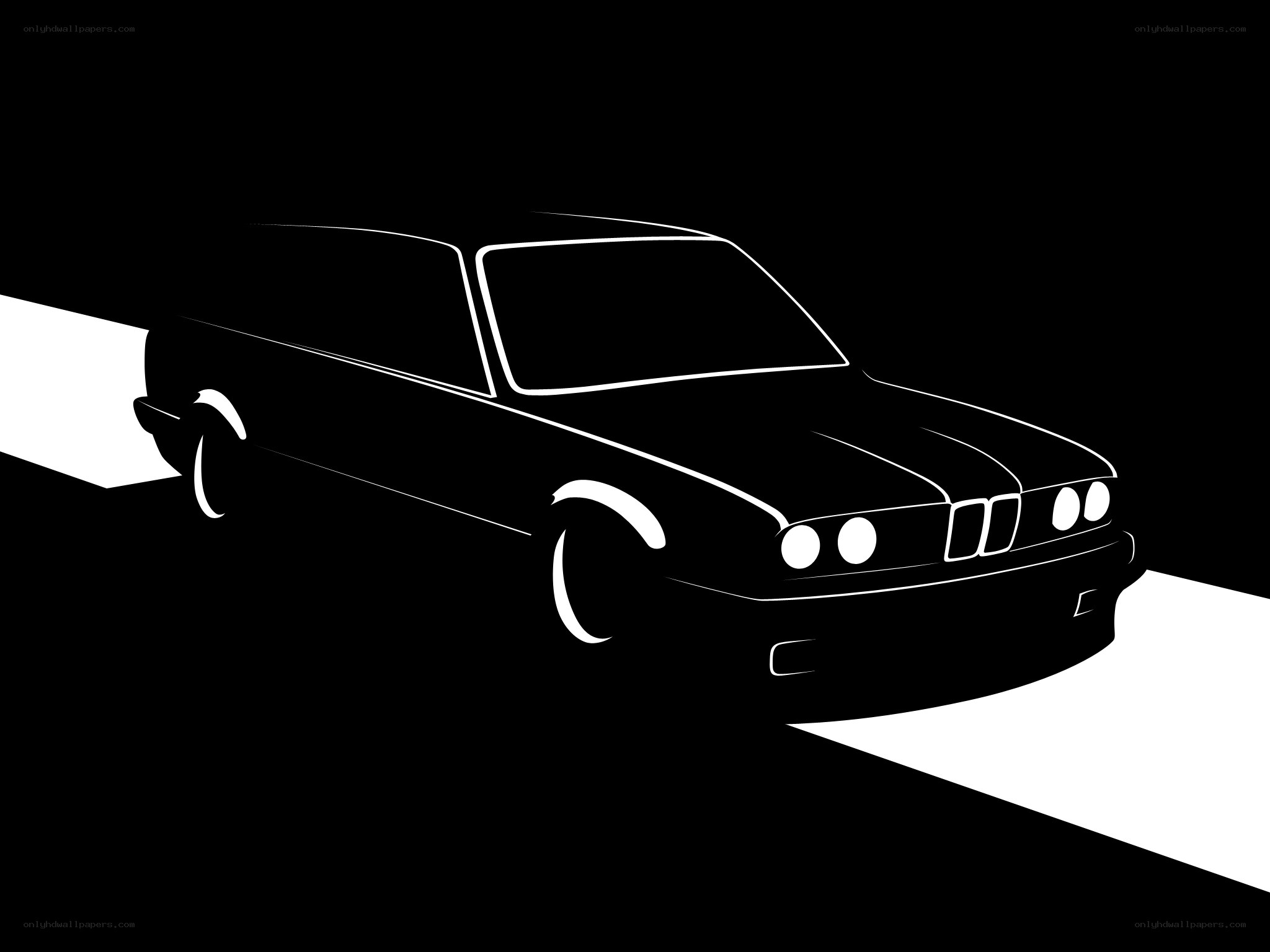 black and white car outline