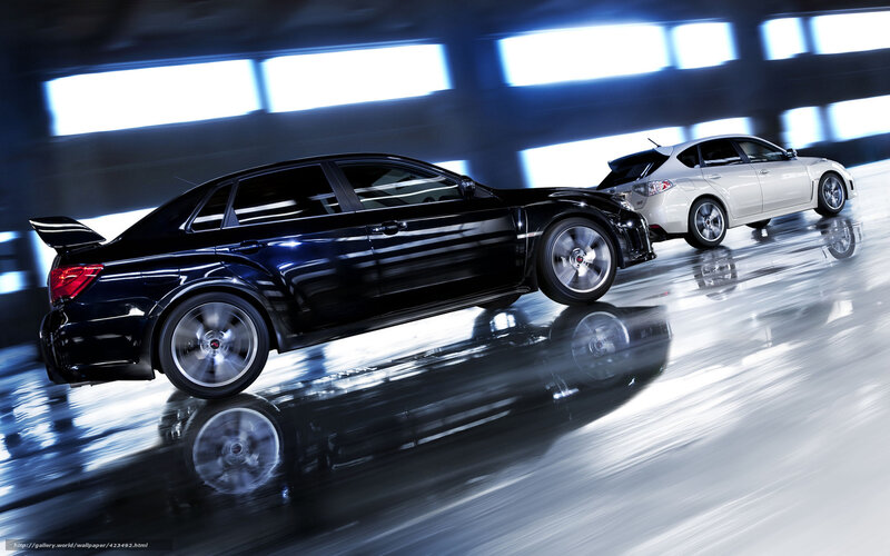 Black and white cars racing