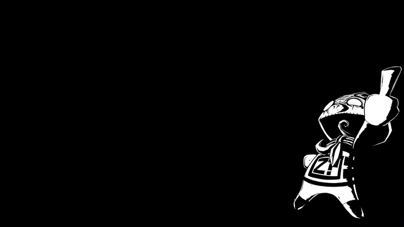 black and white cartoon character