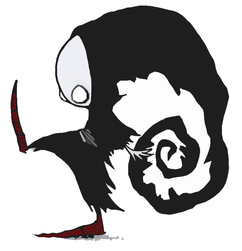 black and white cartoon character