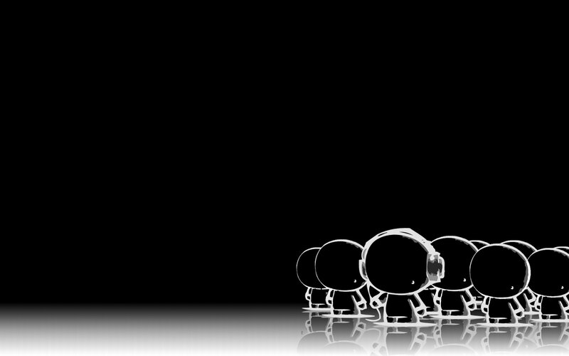 black and white character group